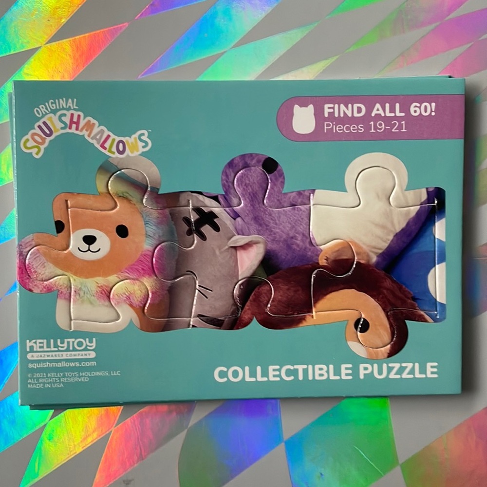 19-21 pieces of the Original Squishmallows collectible trading card puzzle
